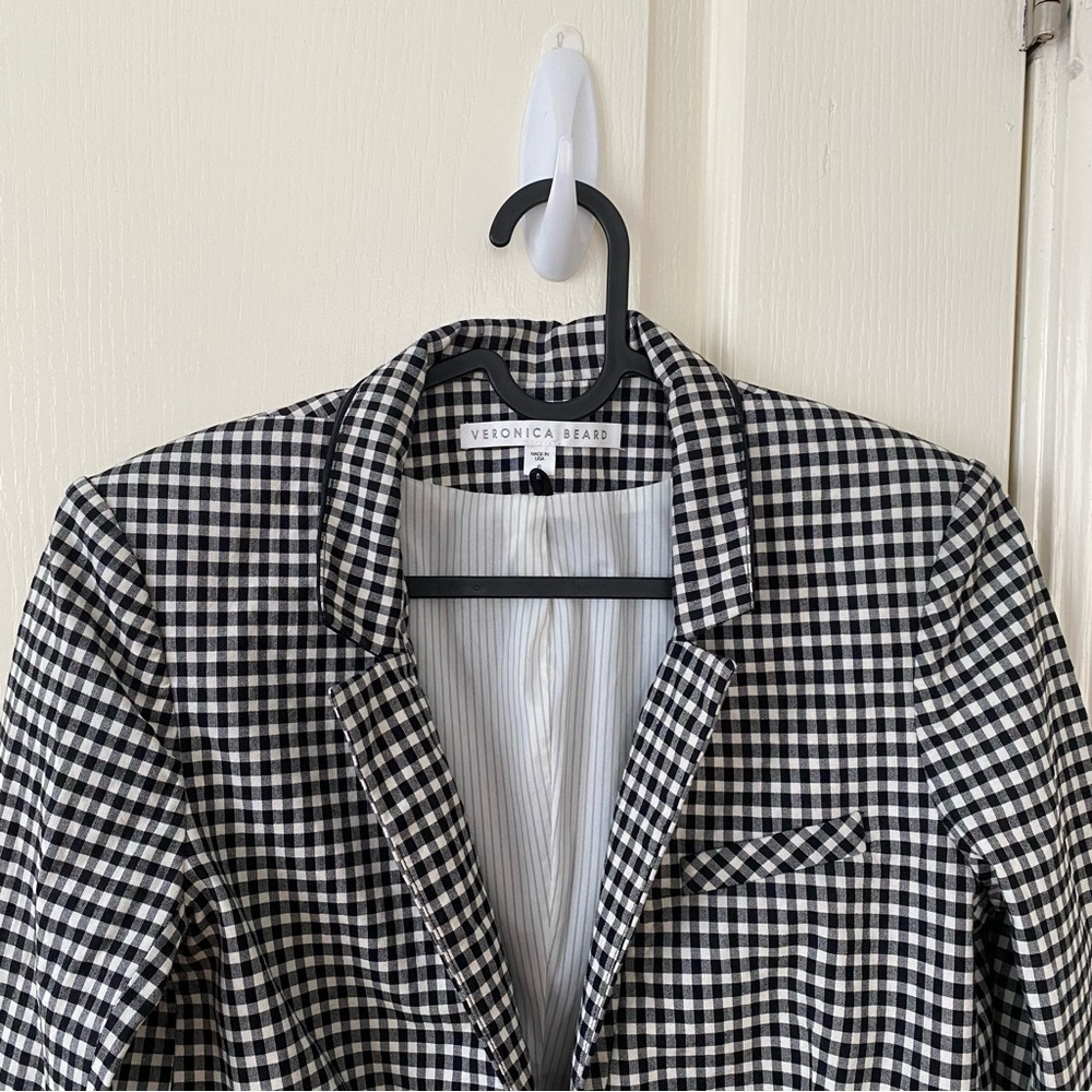$645 Veronica Beard Cottage Black/White Gingham Plaid Dickey Jacket Blazer Sz 6 - Picture 5 of 14